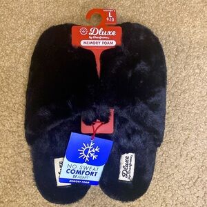 Womens no sweat comfort memory foam black slippers